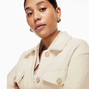 Women's Bluenotes Off-White Button-Up Sherpa Oversized Jacket - Size M